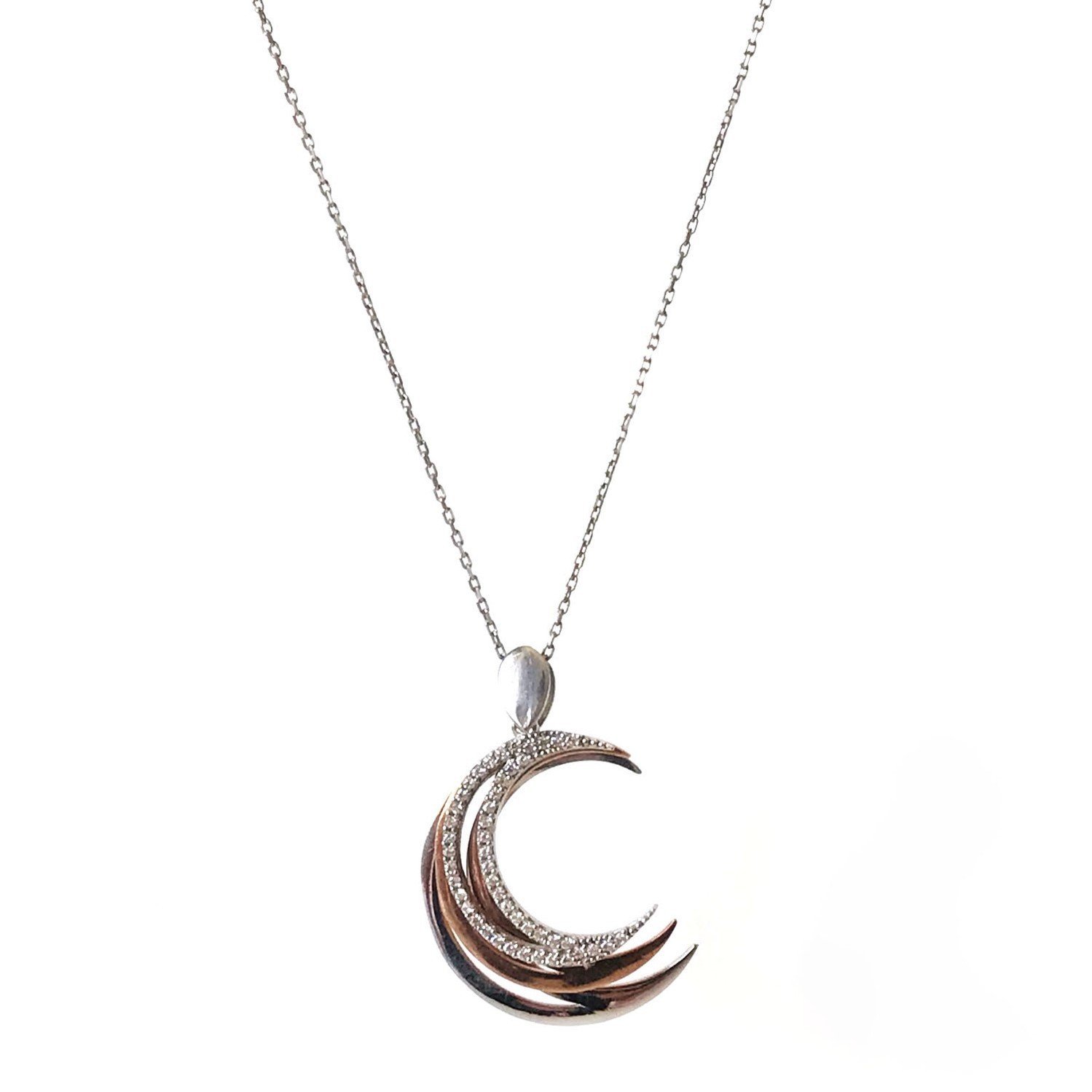 Üçlü Hilal Gümüş Kolye