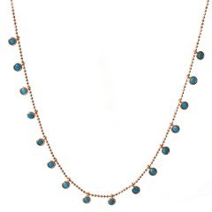 Mavi Taşlı Pullu Gümüş Zincir Kolye