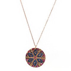 Otantik motifli Gümüş Madalyon Kolye