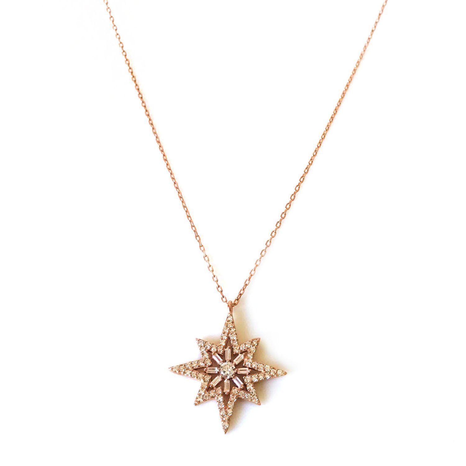 Taşlı Gümüş Yıldız Kolye