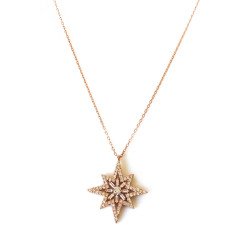 Taşlı Gümüş Yıldız Kolye