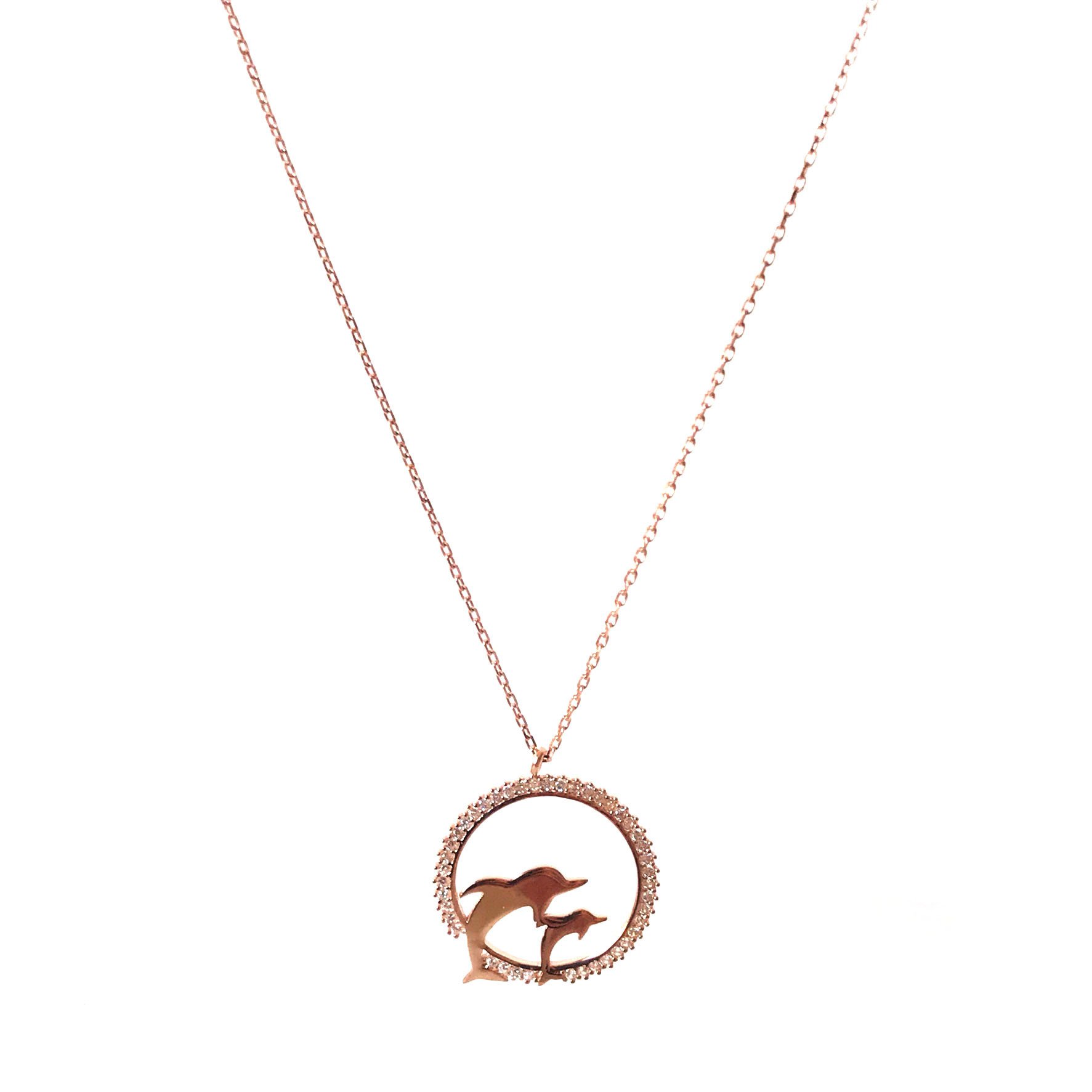 Yunus Balıklı Taşlı  Gümüş Kolye