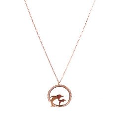 Yunus Balıklı Taşlı  Gümüş Kolye