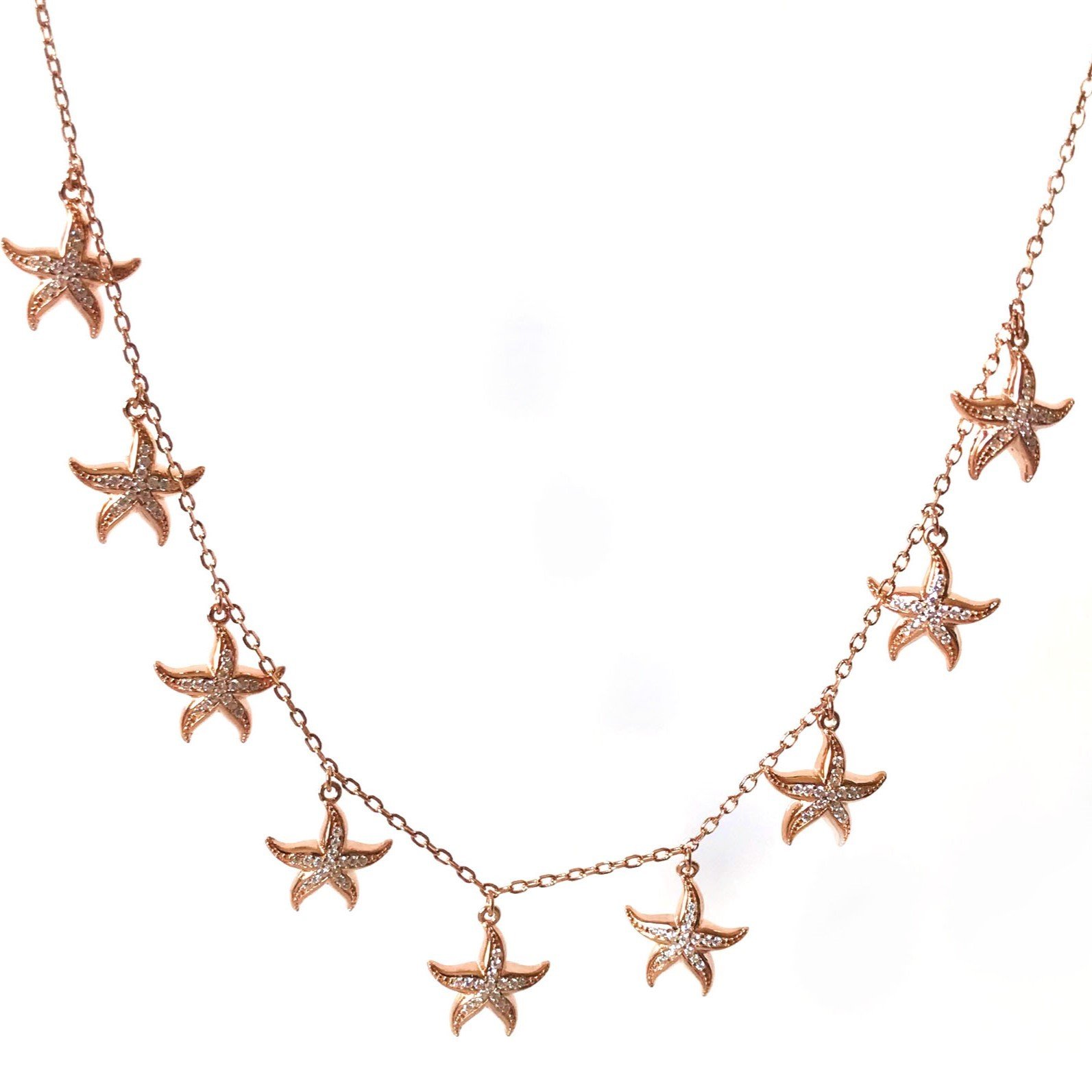 Deniz Yıldızlı Taşlı Gümüş Kolye