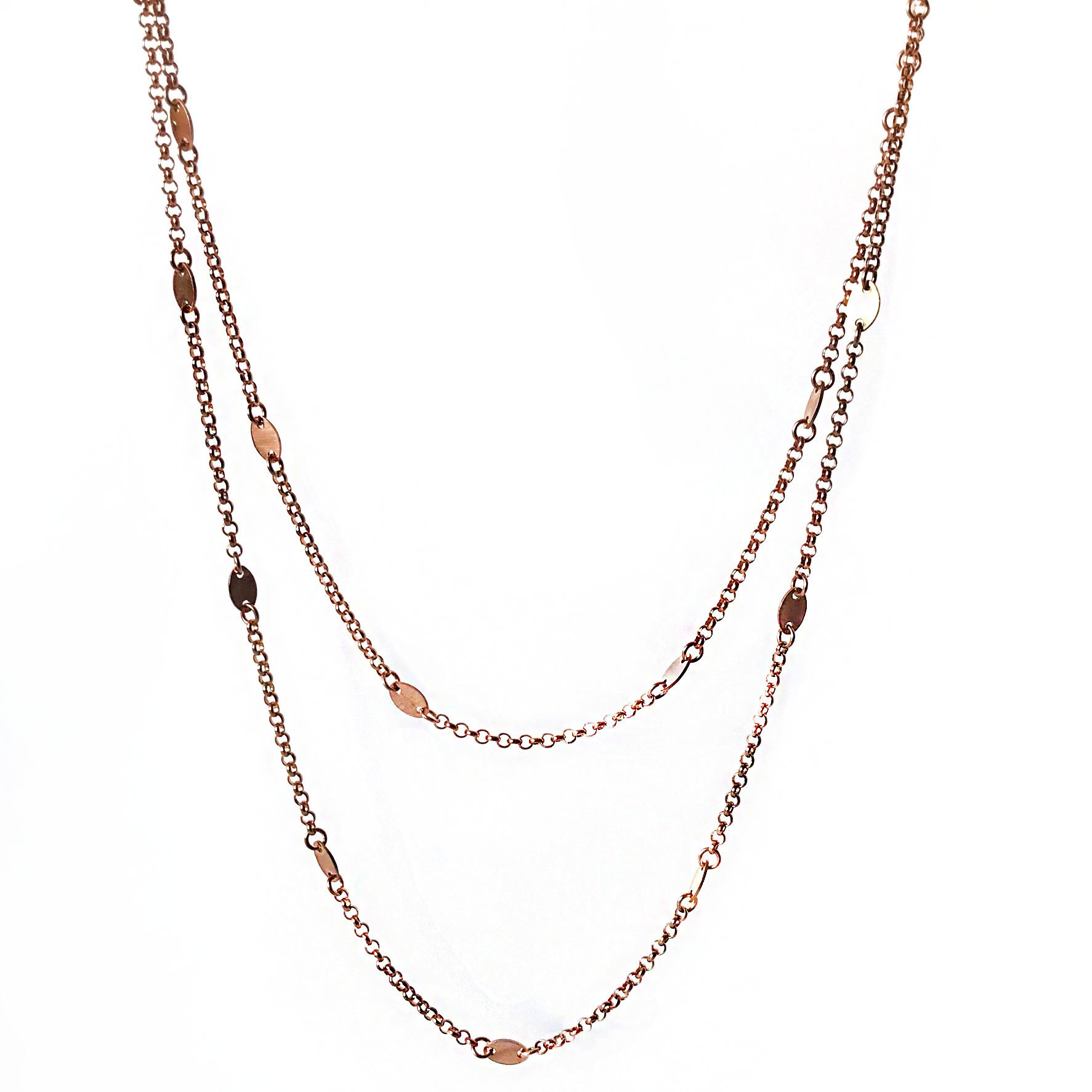 Pullu Uzun Gümüş Kolye