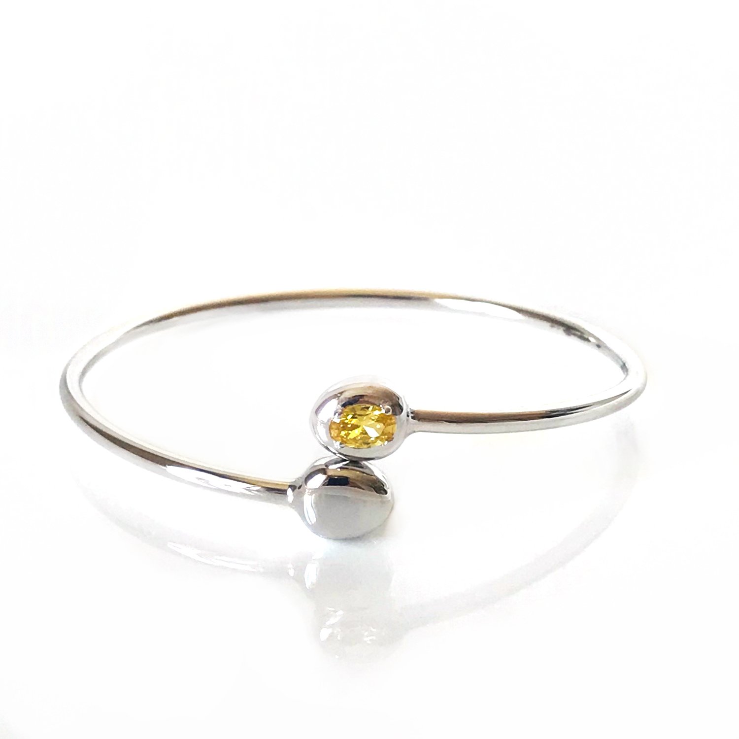 Sarı Zirkon Taşlı Gümüş Bileklik