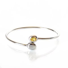 Sarı Zirkon Taşlı Gümüş Bileklik