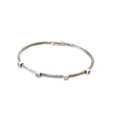 Montür Taşlı Örme Model Gümüş Bileklik