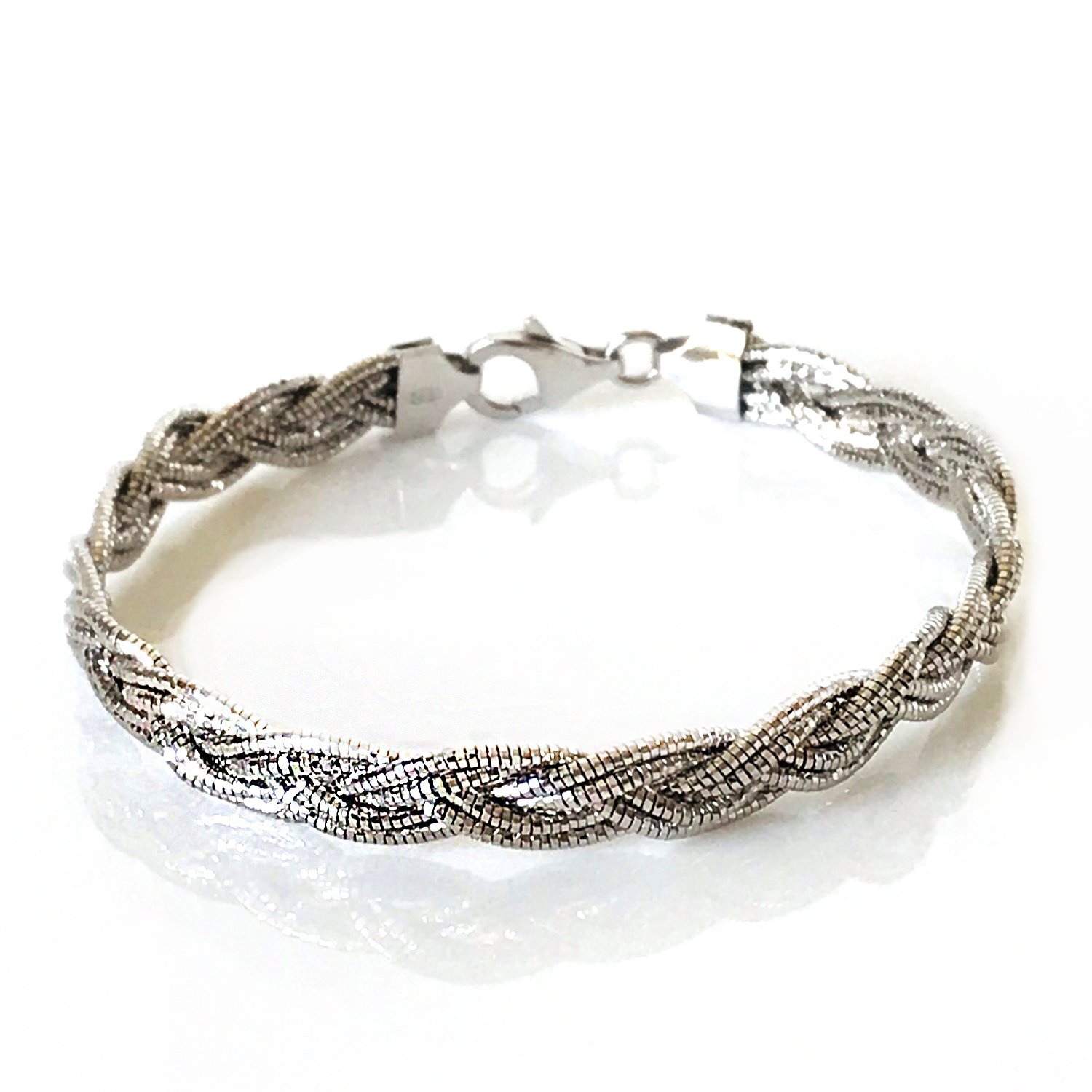 Örgü Model Gümüş Zincir Bileklik