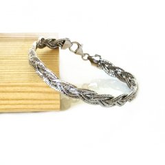 Örgü Model Gümüş Zincir Bileklik