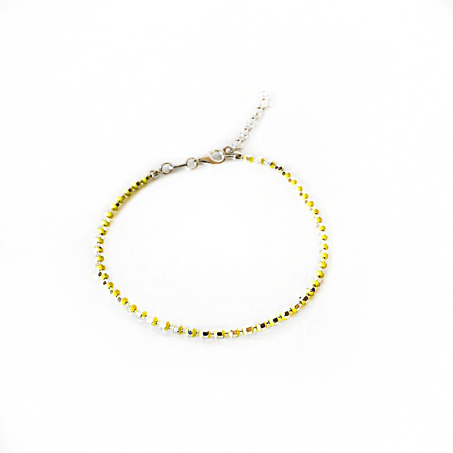 Sarı Kesme Taşlı Gümüş Bileklik