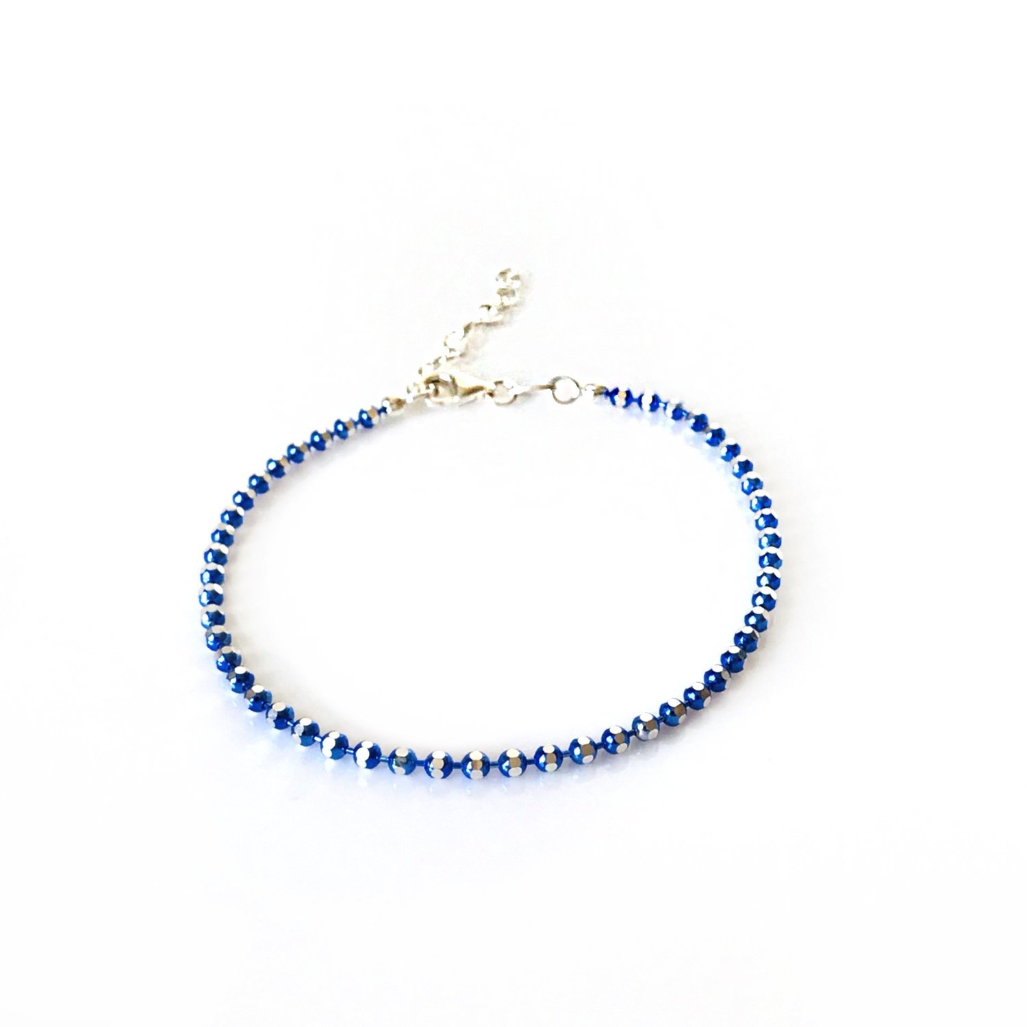 Lacivert Kesme Taş Gümüş Bileklik