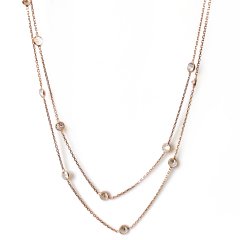 Taşlı Uzun Gümüş Zincir Kolye