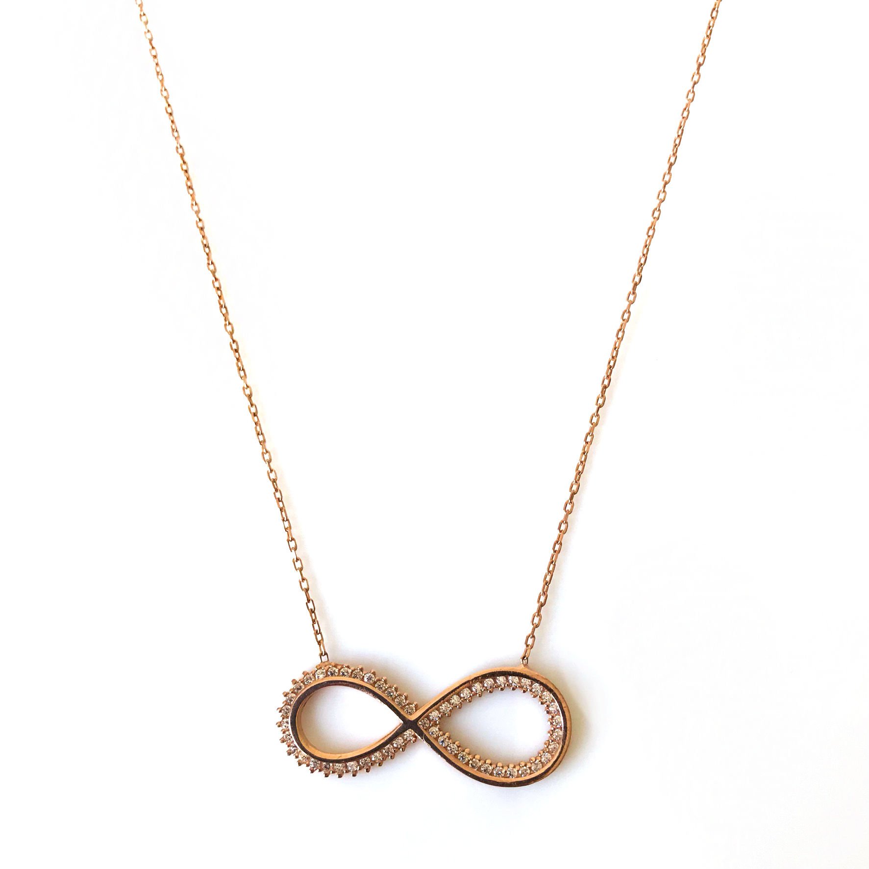 Taşlı Gümüş Sonsuzluk Kolye