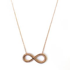 Taşlı Gümüş Sonsuzluk Kolye