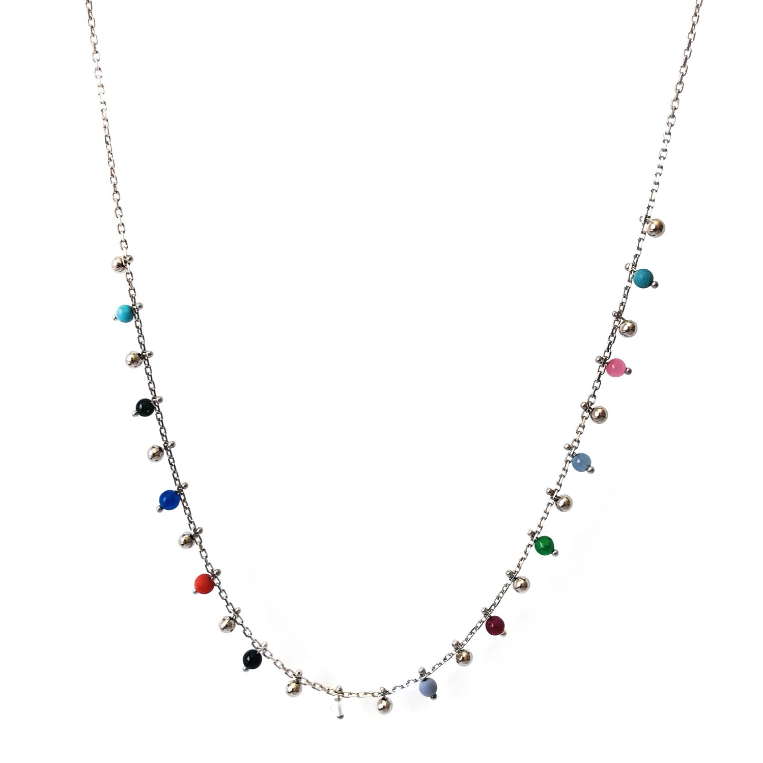 Renkli Taşlı Gümüş Kolye