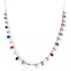 Renkli Taşlı Gümüş Kolye