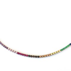 Renkli Taşlı Gümüş Zincir Kolye