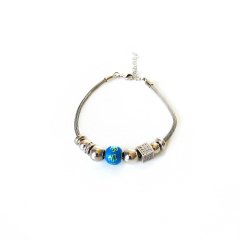 Mavi Yeşil Mineli Taşlı Gümüş Bileklik