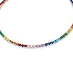 Renkli Taşlı Suyolu Gümüş Bileklik