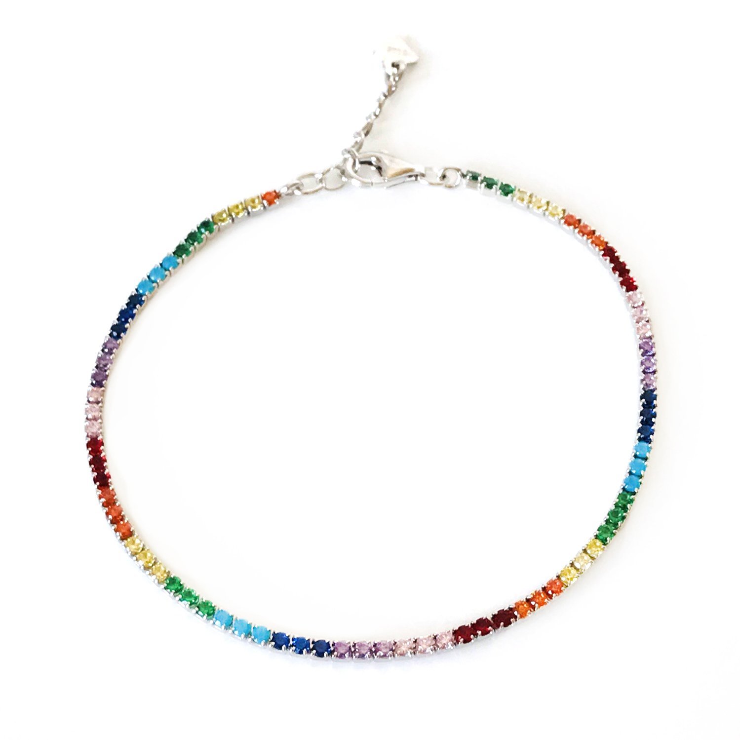 Renkli Taşlı Suyolu Gümüş Bileklik