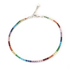 Renkli Taşlı Suyolu Gümüş Bileklik