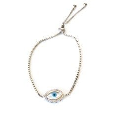 Nazar Boncuklu Asansörlü Gümüş Bileklik