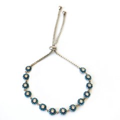 Turkuaz Montür Taşlı Asansörlü  Gümüş Bileklik