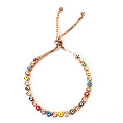 Renkli Taşlı Nazar Boncuklu Asansörlü Gümüş Bileklik