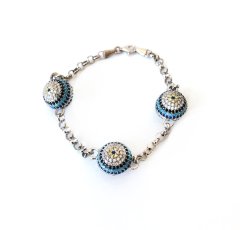 Nazar Boncuklu gümüş Bileklik