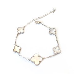 Yonca Detaylı Sedef Taşlı Gümüş Bileklik