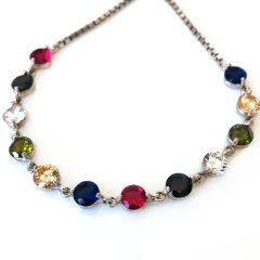 Renkli Taşlı Gümüş Asansörlü Bileklik