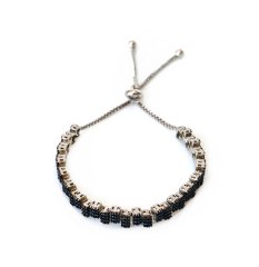 Siyah Oniks Taşlı Asansörlü Gümüş Bileklik