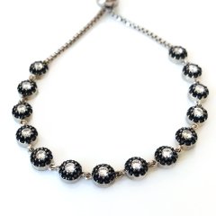 Montür Taşlı Asansörlü Gümüş Bileklik