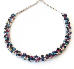 Renkli Taşlı Asansörlü Gümüş Bileklik