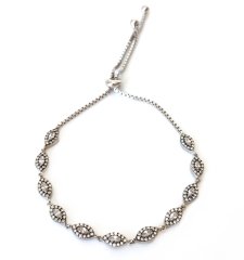 Montür Taşlı Asansörlü Gümüş Bileklik