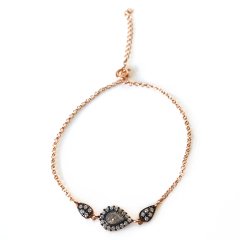 Montür Taşlı Damla Detaylı Gümüş Bileklik