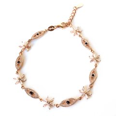 Taşlı Göz Detaylı Gümüş Bileklik