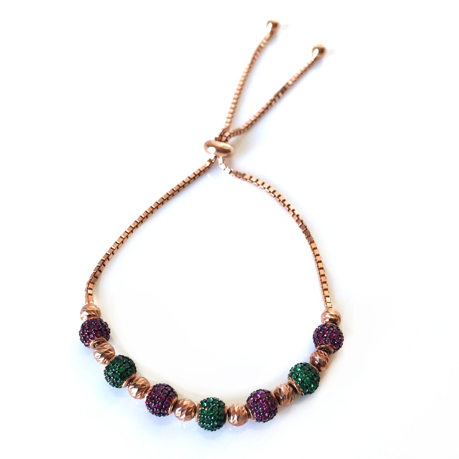 Renkli Taşlı Asansörlü Gümüş Bileklik