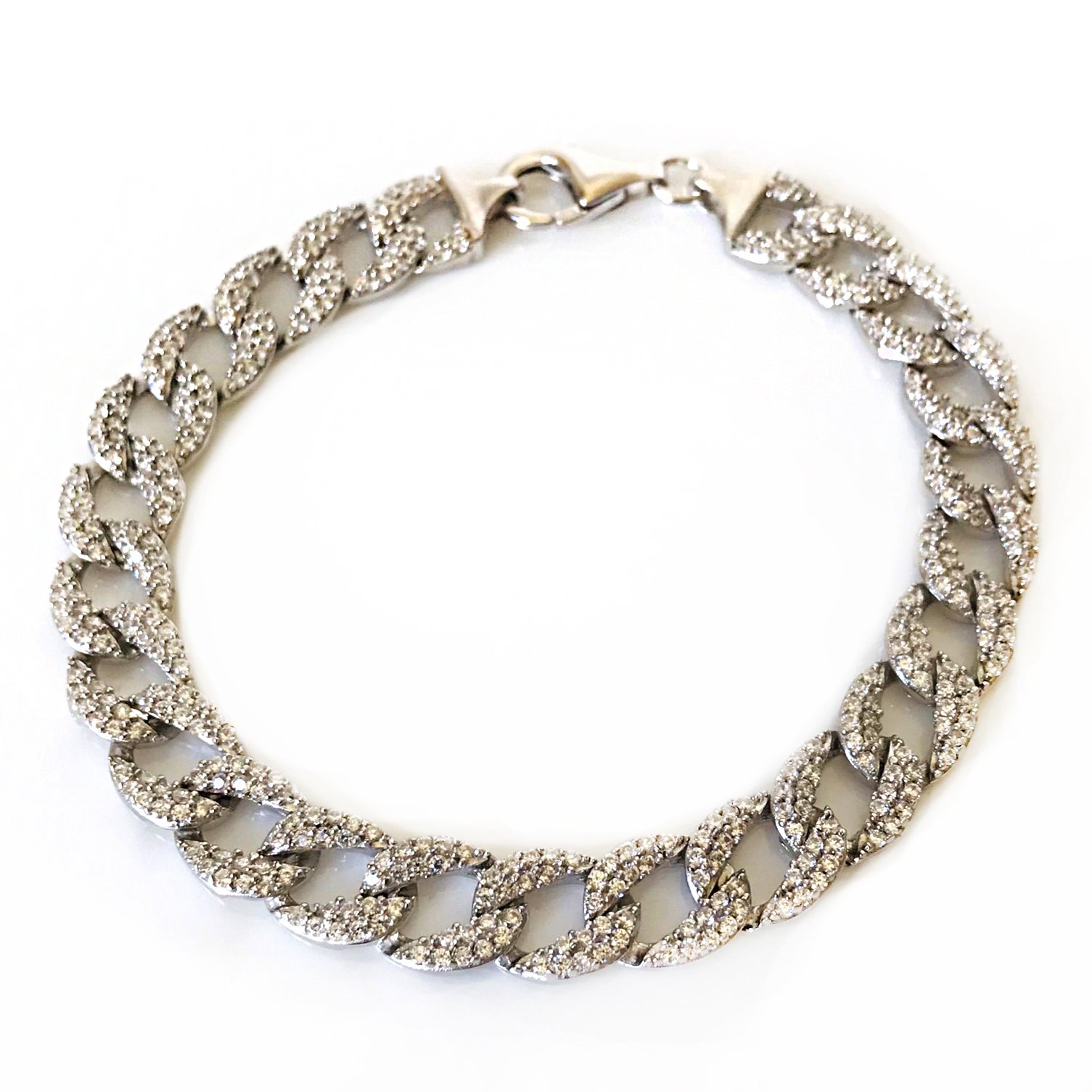 Taşlı Gümüş Zincir Bileklik