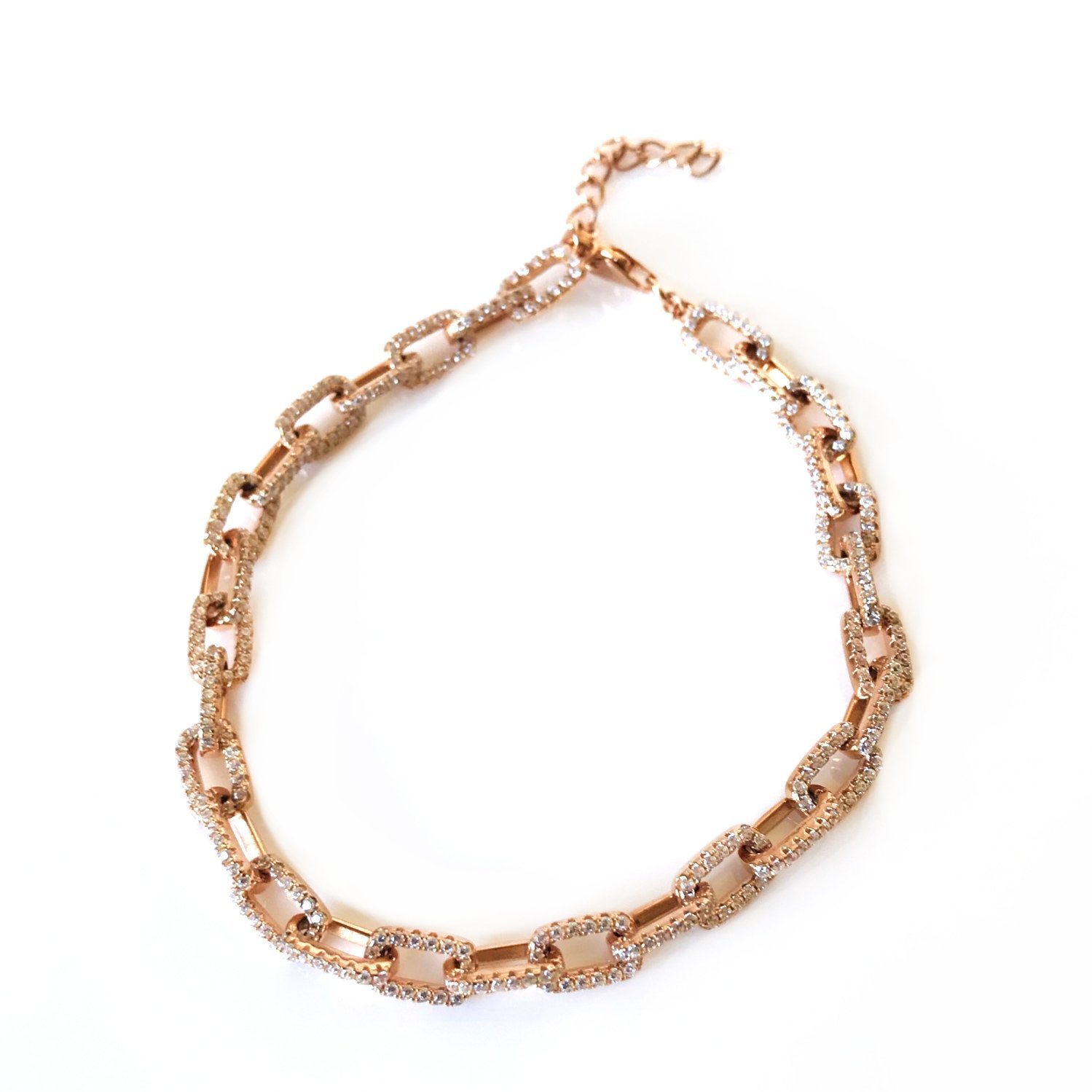 Taşlı Gümüş Zincir Bileklik