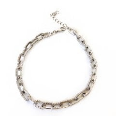 Taşlı Gümüş Zincir Bileklik