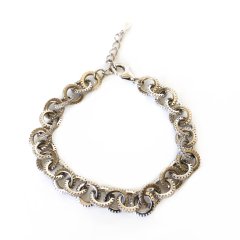 Taşlı Gümüş Halka Zincir Bileklik