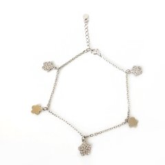 Dört Yapraklı Yonca Sallantılı Gümüş Bileklik