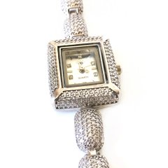 Taşlı Kare Gümüş Saat