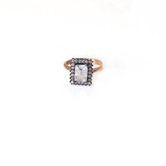 Taşlı Baget Rose Gümüş Yüzük