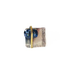 Mavi Taşlı Gümüş Kare  Yüzük