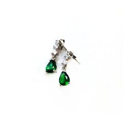 Yeşil Taşlı Gümüş Küpe