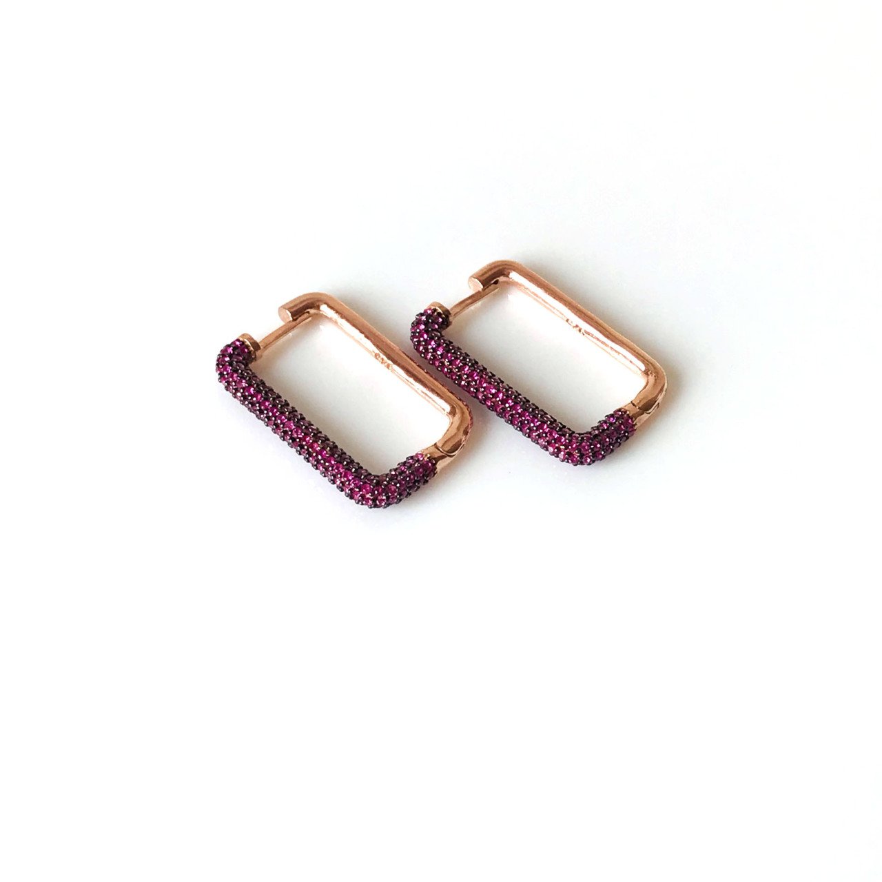 Mor Taşlı Gümüş Küpe