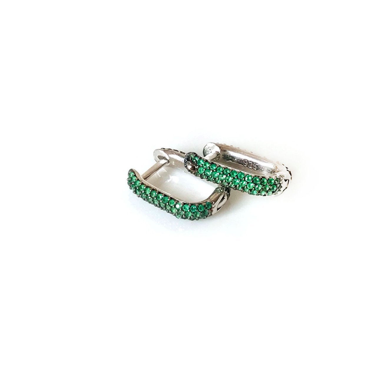 Yeşil Taşlı Gümüş Küpe